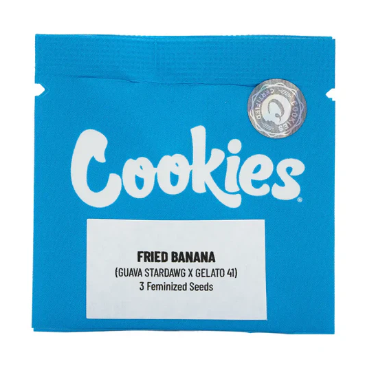Fried Banana by Cookies – collectible feminized seeds with dessert-style caramelized banana aroma and creamy terp profile.
